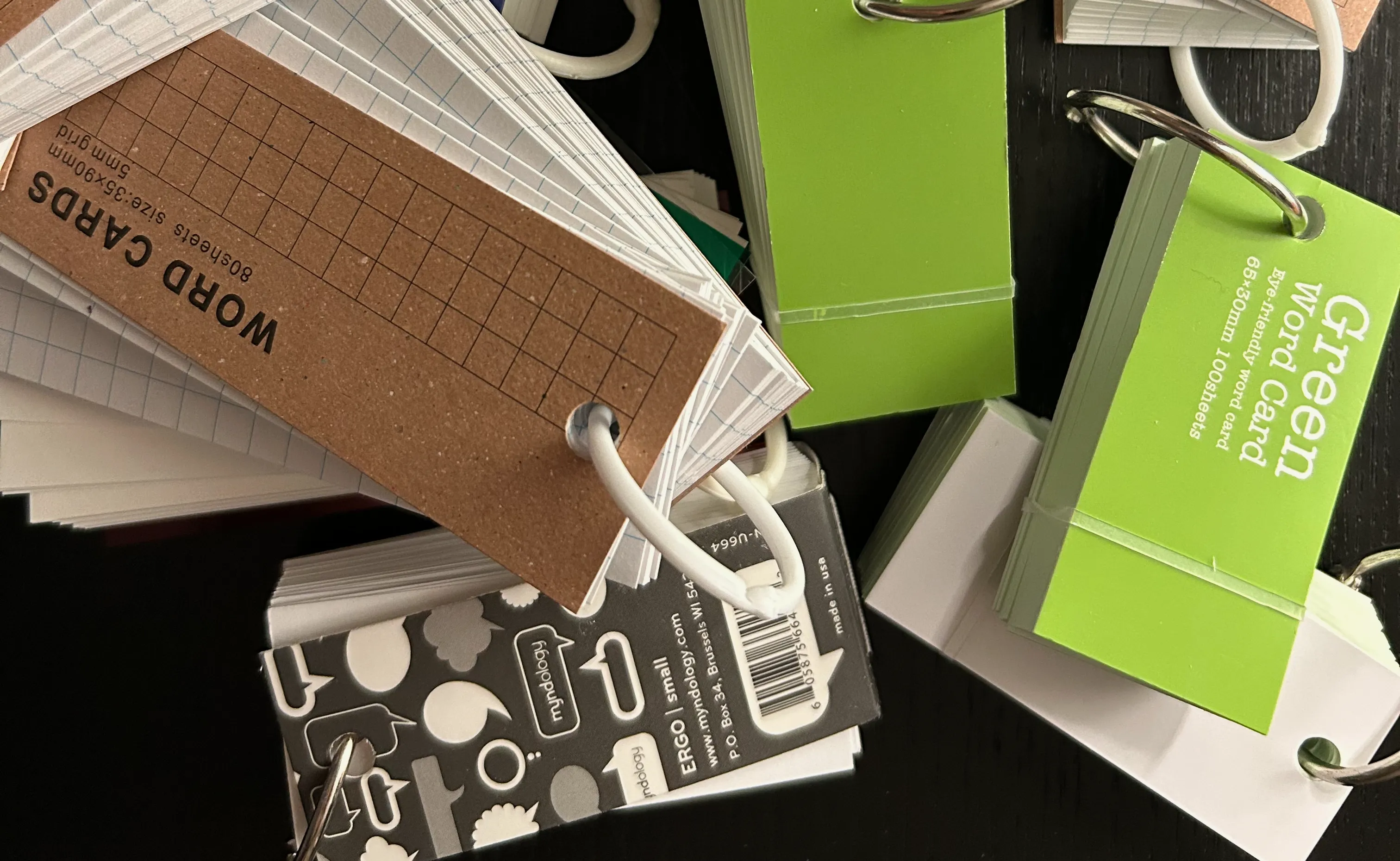 Another pile of various brands of mini flashcards