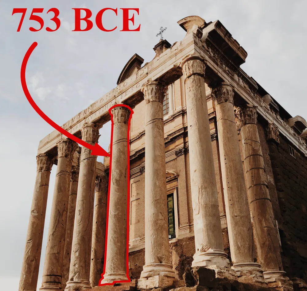 A Roman column representing the year 753 BCE